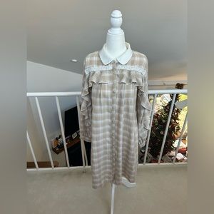 Axes Femme beige plaid kawaii Lolita Japan babydoll dress lace coquette soft